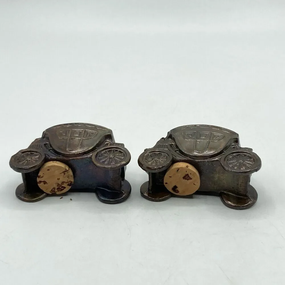 Pair Vintage Japan Metal Die Cast Carriage Stagecoach Wagon Salt Pepper Shakers
